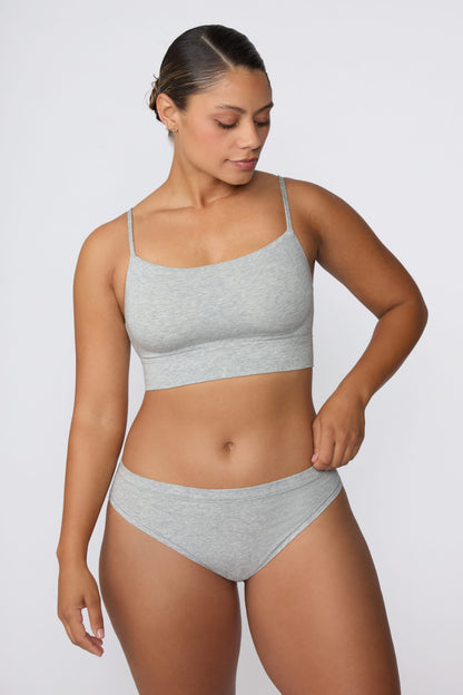 Cloud Cotton Thin Strap Bralette - Heather Grey