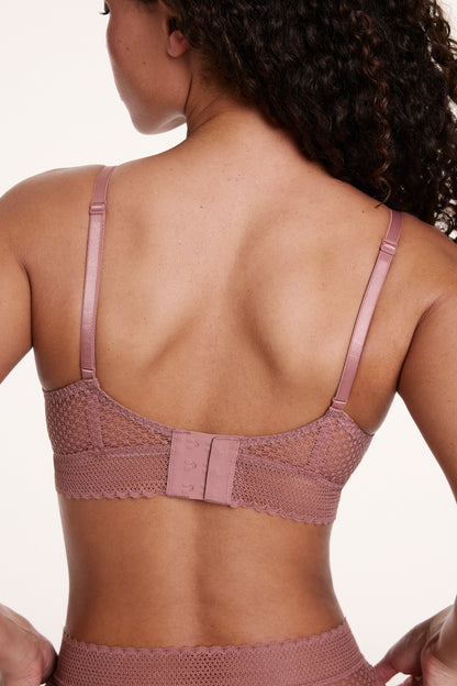 Dot Lace Triangle Bralette - Plum