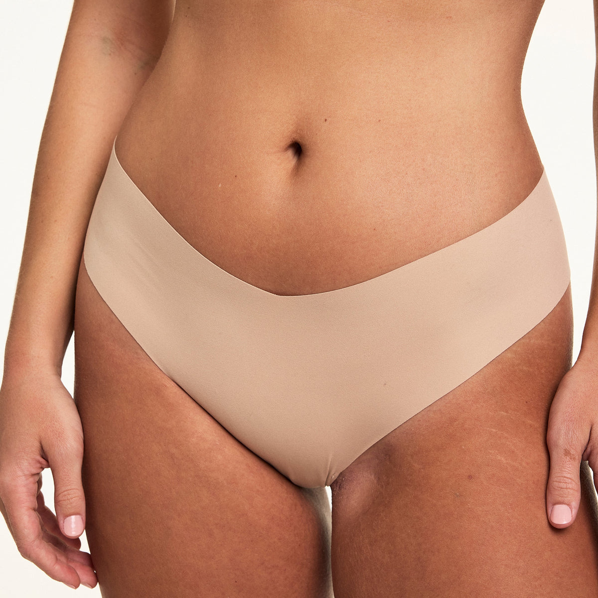 Invisible No Show Low Rise Thong - Beige