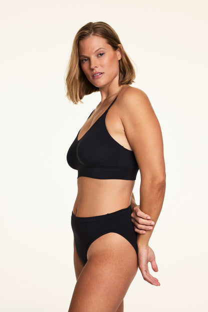 Cloud Cotton Triangle Bralette - Black