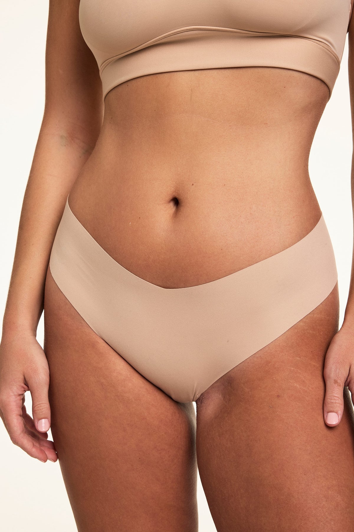 Invisible No Show Low Rise Thong - Beige