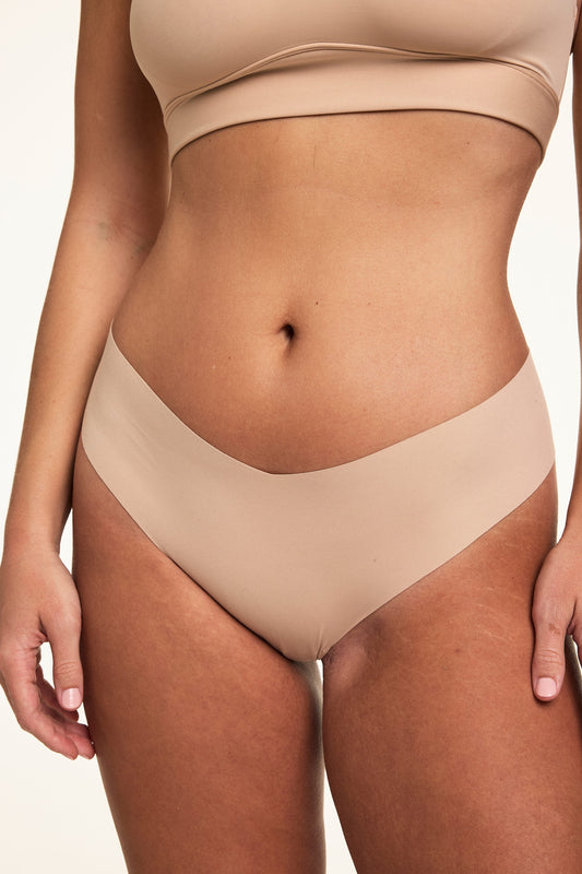 Invisible No Show Low Rise Thong - Beige