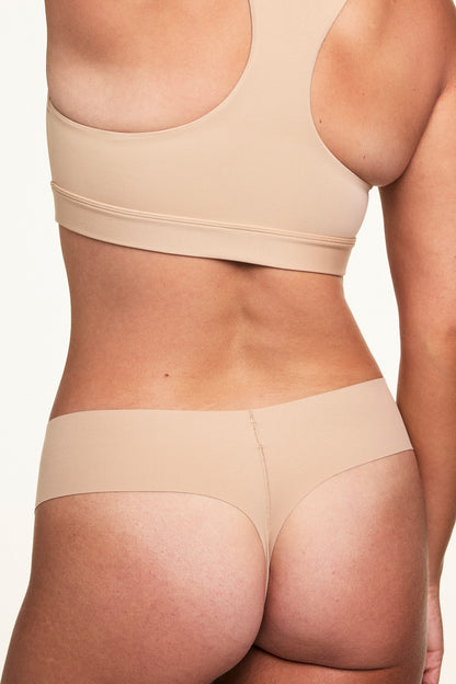 Invisible No Show Low Rise Thong - Beige