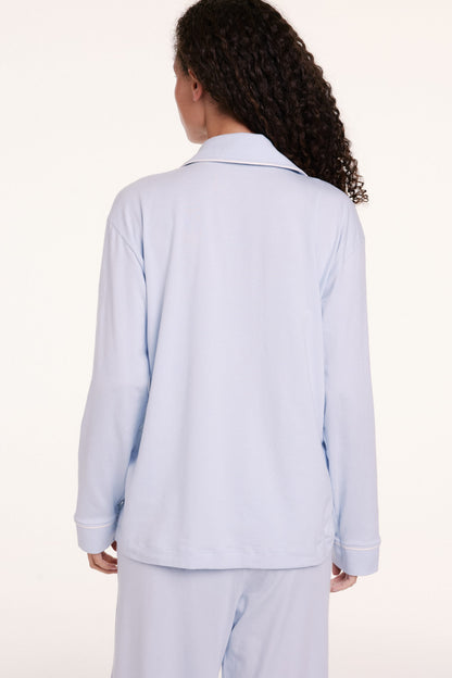 Perfect Pima Long Sleeve Pajama Shirt - Soft Blue