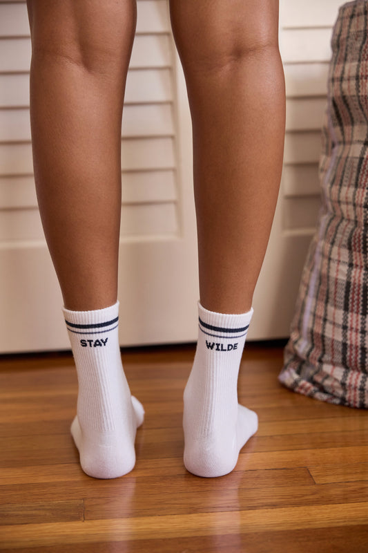 Stay Wilde Quarter Crew Socks - White